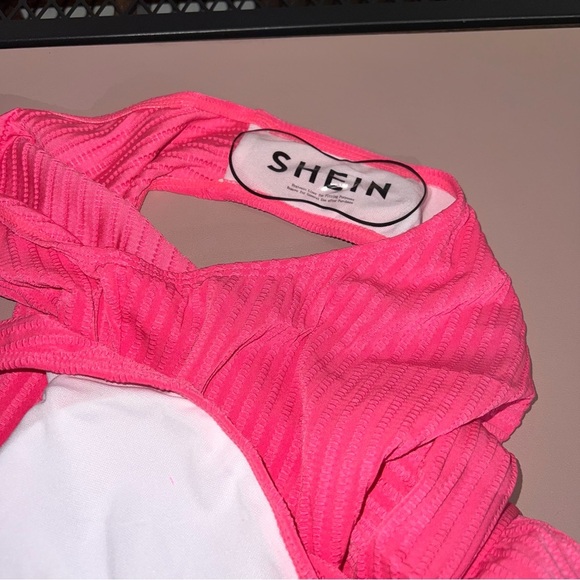 Women's Shein Pink One-Piece Swimsuit Size Large-NWT Slimming Tummy Rushing - Picture 9 of 9